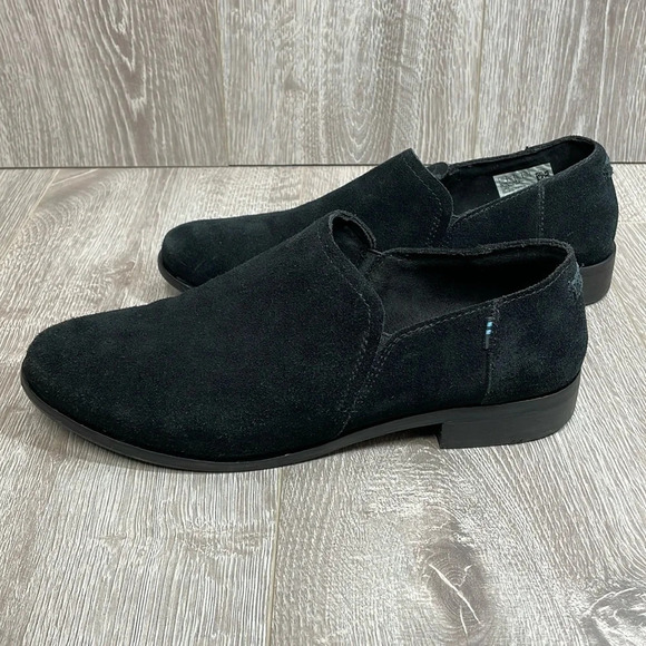 Toms Shaye Black Suede Low Ankle Bootie Loafers 11 - Picture 1 of 15
